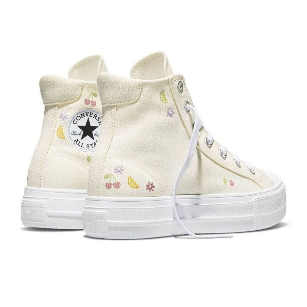 Converse -  Women's Platform High Top Sneakers - Crea Cream - Picture 5 of 6